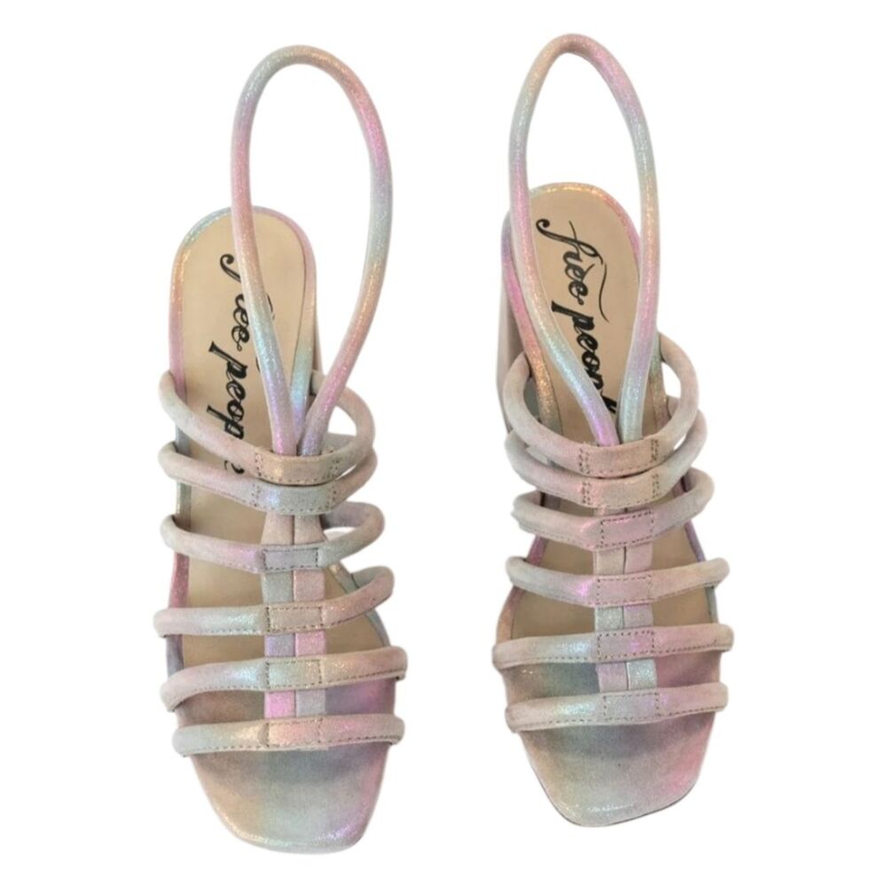 Free People  Colette Cinched Heel Rainbow Metallic Size EU 39
